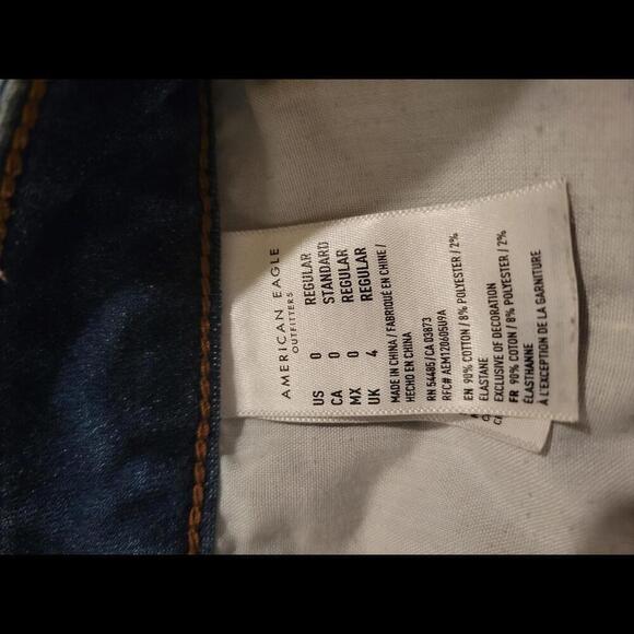 American Eagle Outfitters size 0 blue distressed super hi-rise jegging - Picture 3 of 4